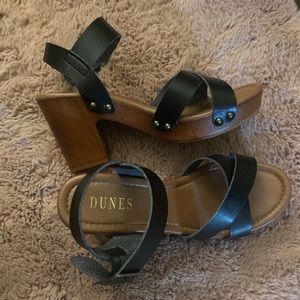 Brown and black heels